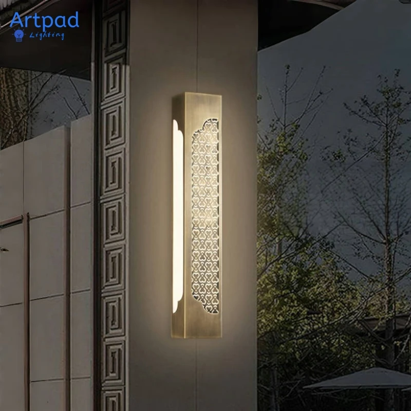 

Modern Outdoor Bronze Wall Light IP67 Waterproof Copper Wall Mounted Lamp LED for Porch Villa Garden Balcony Sconce Lighting