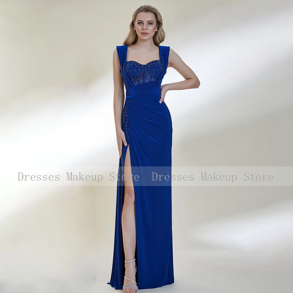 Luxury Evening Dresses for Women Dark Blue Beading Mermaid  Gowns Long Sweetheart Side Slit Sexy Formal Party Dress 2023