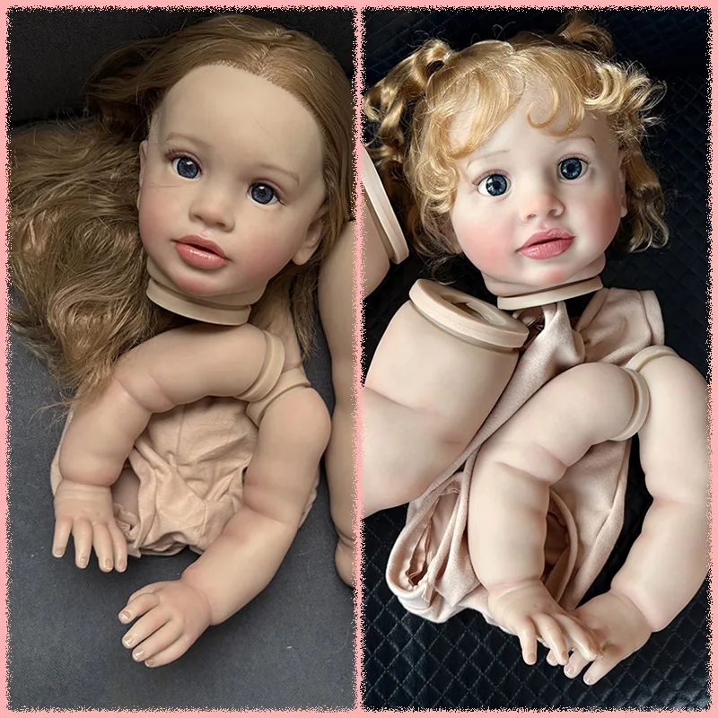 25inch Hand-Root Hair Pippa Reborn Doll Kit Unfinished Lifelike Awake Baby Multiple Layers Painting Doll Parts DIY Children Toys