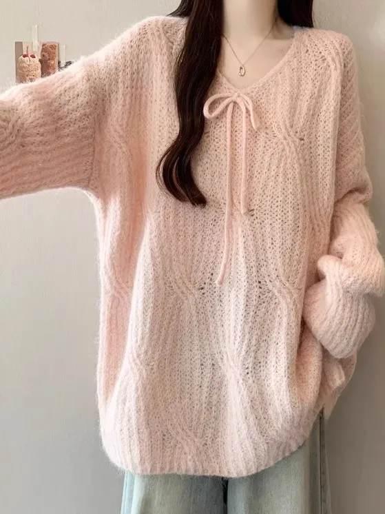 سترة نسائية ناعمة مريحة من V-Ne Knot طويلة Sve بطبقة أساسية بالإضافة إلى حجم التخسيس العصرية كل مباراة الخريف... #4