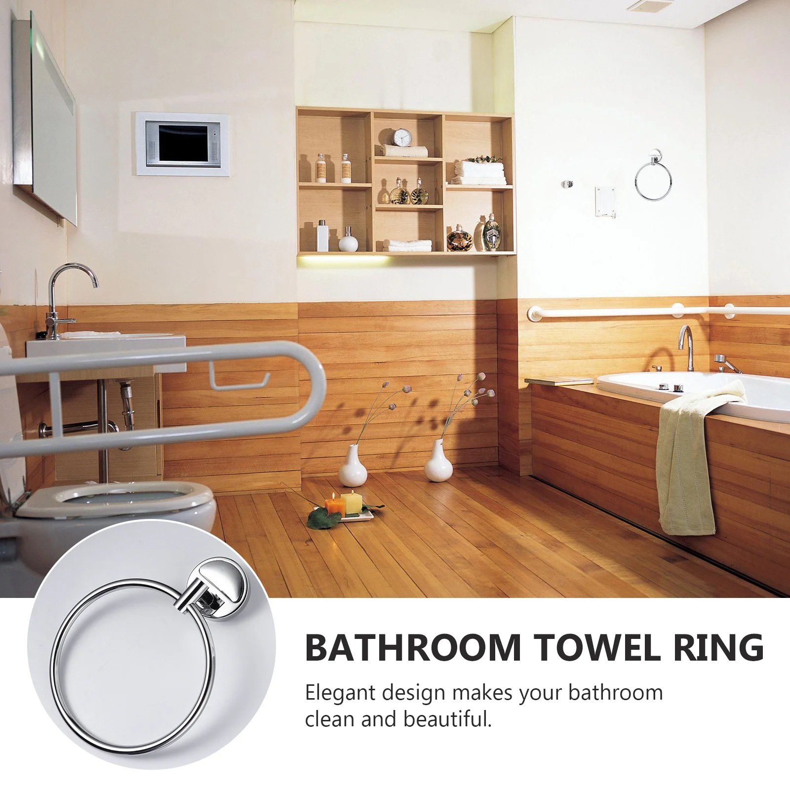 

Bathroom Towel Rack Stainless Steel Creative Design Towel Holder Elegant Decorative Ring for Kitchen Public Toilet