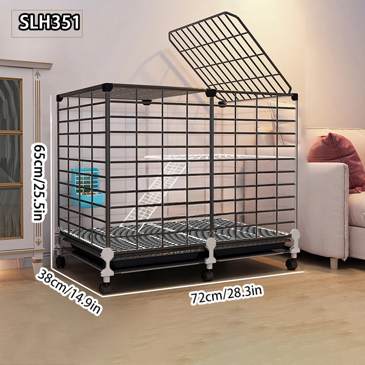 قفص أرنب داخلي كبير مع مرحاض وتنظيف النفايات التلقائي للاستخدام المنزلي، ومناسب أيضًا لخنازير غينيا والحيوانات الصغيرة الأخرى #2