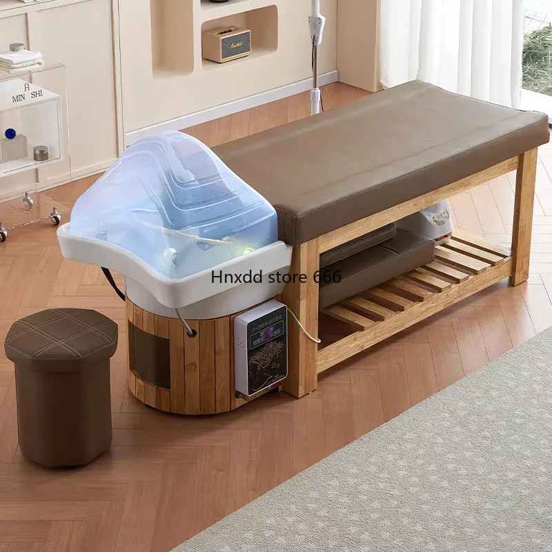 Head Spa Wooden Shampoo Chair Fumigation Hair Salon Lighting Equipments Bed Therapy Chaise De Coiffure Salon Furniture