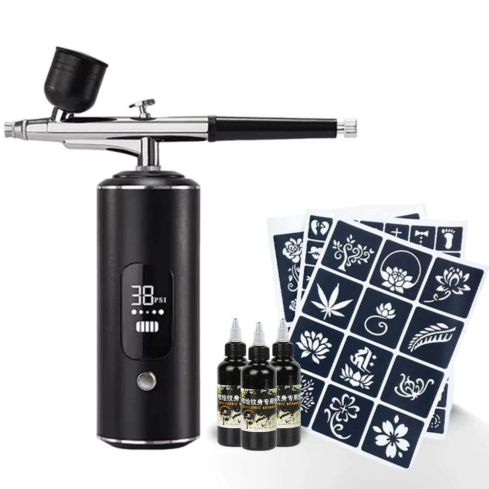 

312 Designs Temporary Tattoo Kit Airbrush Spray Machine For Body Art