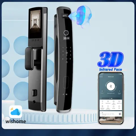 Wishome 생체 인식 스마트 도어 잠금 장치 원격 제어 지문 암호 IC 카드 APP Wifi 잠금 잠금 해제
