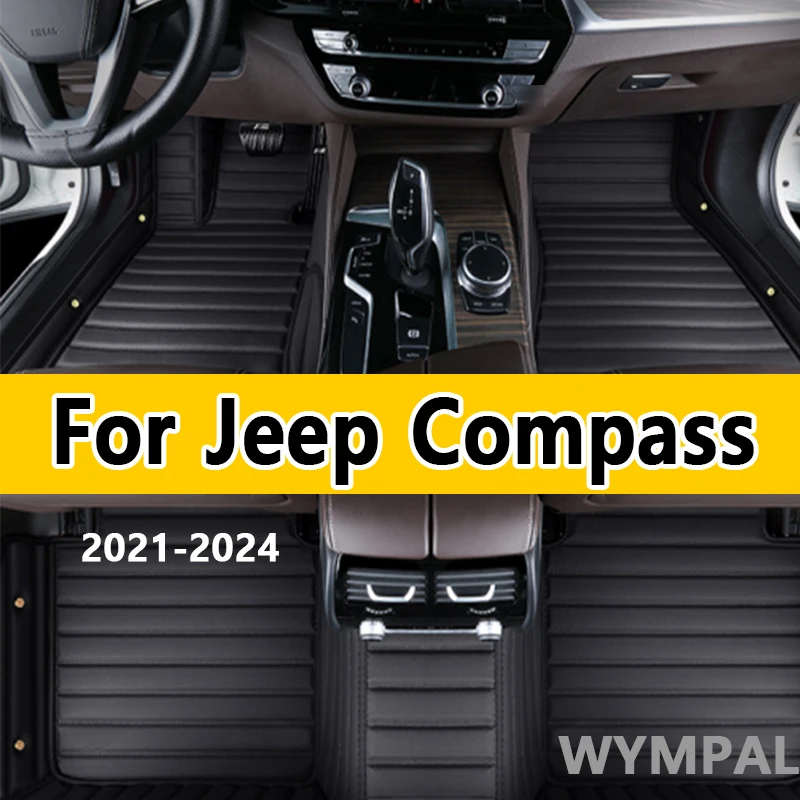 

Luxury Car Floor Mats For Jeep Compass 2021 2022 2023 2024 Carpets Foot Pads Accessories Interior Parts Waterproof Protect Rugs