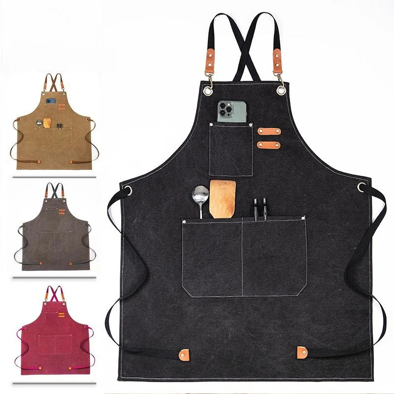 

Multi Functional Waterproof Apron, Oil Resistant Thickened Cotton Kitchen Apron, High Aesthetic Anti Stain Denim Work Aprons