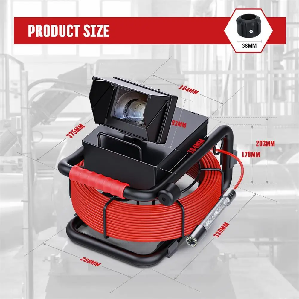 30M Sewer  Pipe Inspection Camera, 16GB TF Card DVR IP68 Drain Sewer Pipeline Industrial Endoscope with 4.3 Monitor