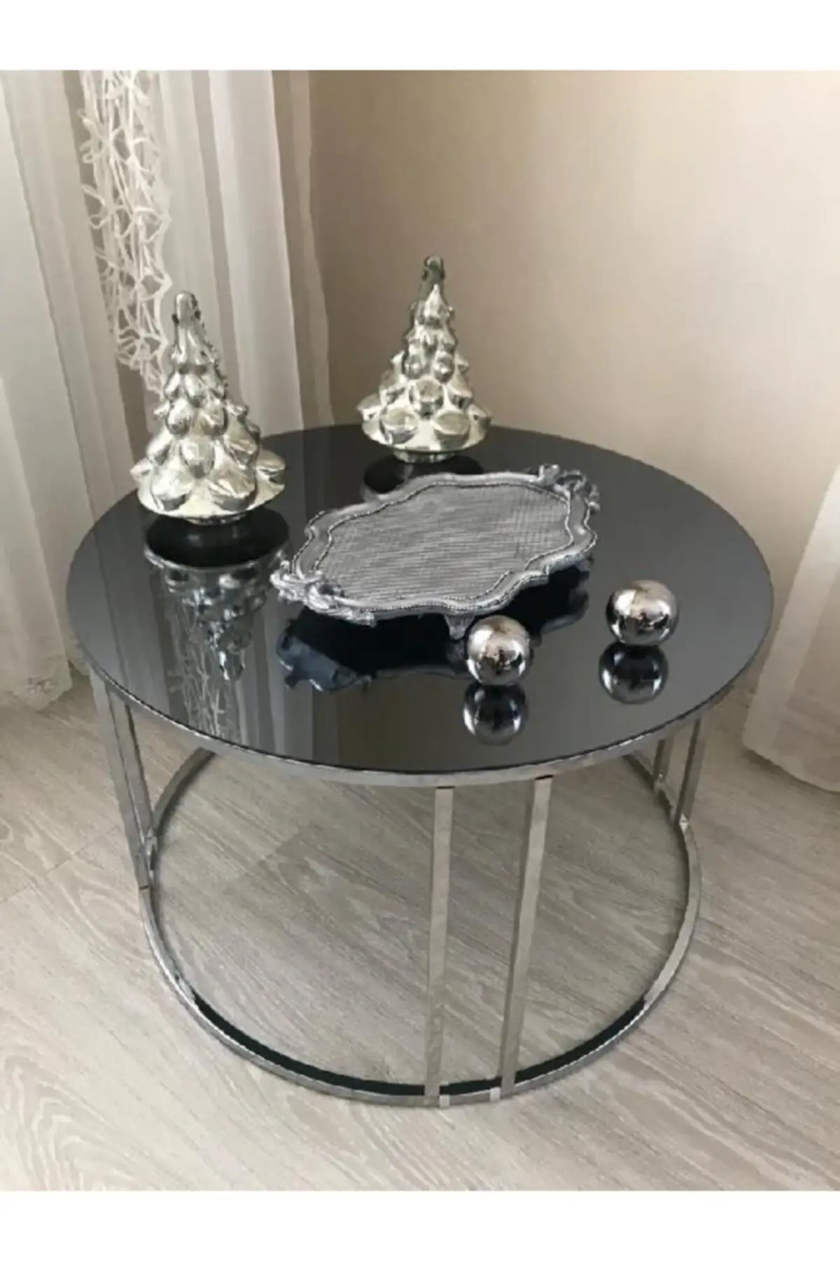 

DOLBOVI 3 PCs Zigon Coffee Table-medium Tripod Kit Silver Pedestal Syah Mirrored Coffee Table