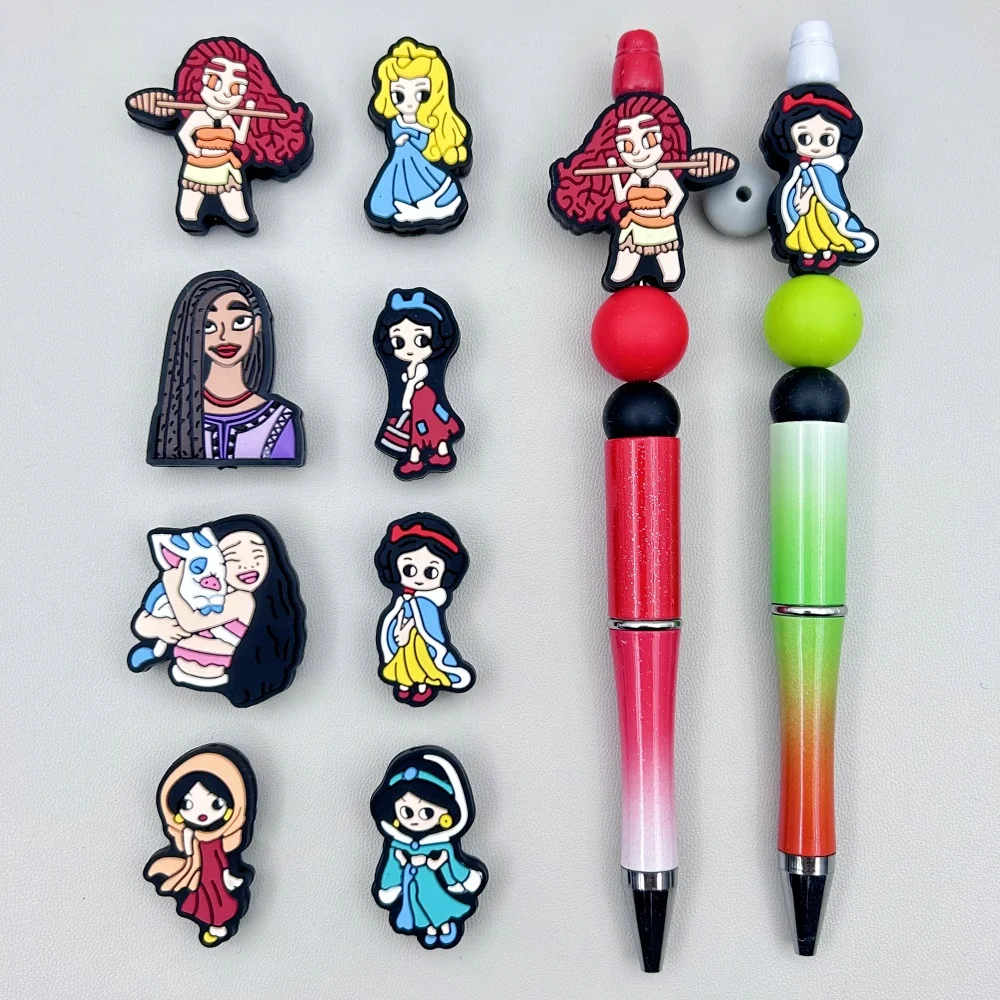 

10PC DIY Cartoon Princess Silicone Beads Nipple Chain Bead Pen Bead Jewelry Accessories Focal Bead Food Grade Silicon For Baby