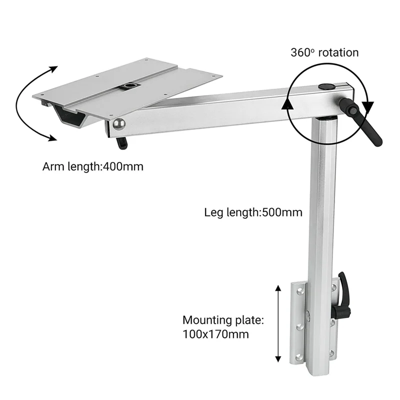 Ac29-Rotating Black Table Leg For RV And Yacht, Removable And Foldable For Campervan Marine Use