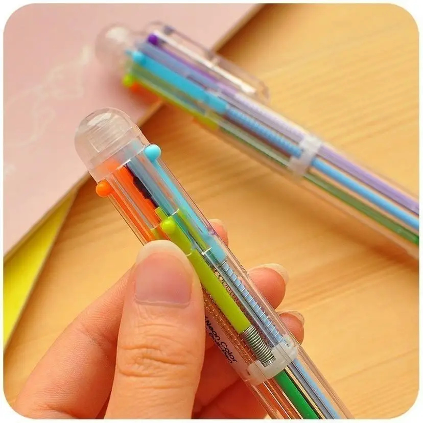 10 Pcs Transparent Cartoon Ballpoint Pen Creative Cute Colorful Swivel Pen for School & Office Use