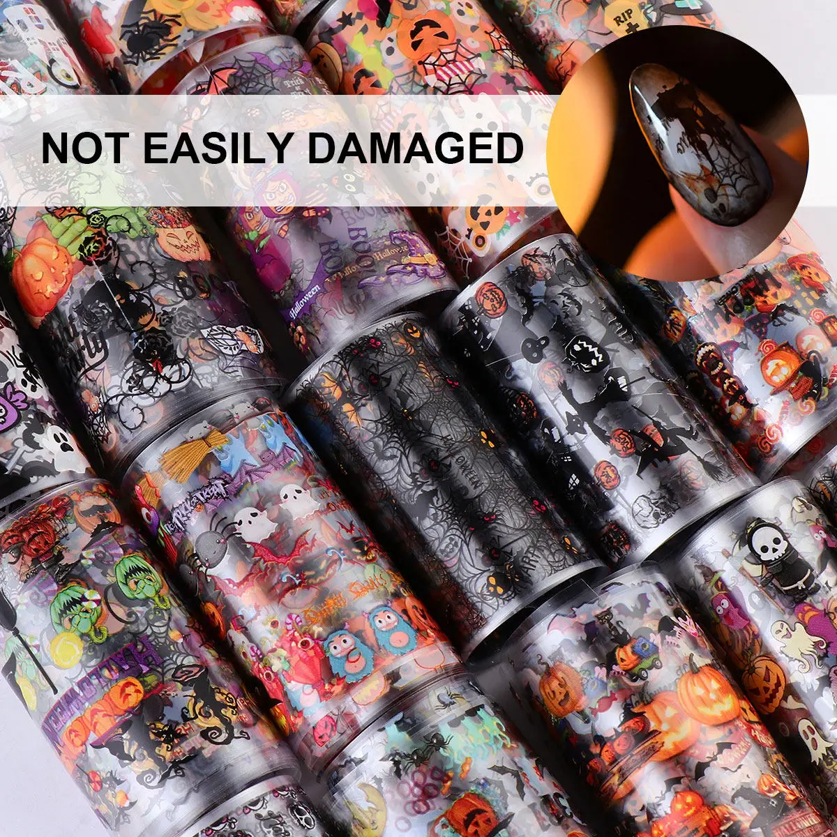 

40pcs Nail Art Stickers Halloween Manicure Transfer Decals Accessories Applique Fingernails Decorations Durable Safe Party