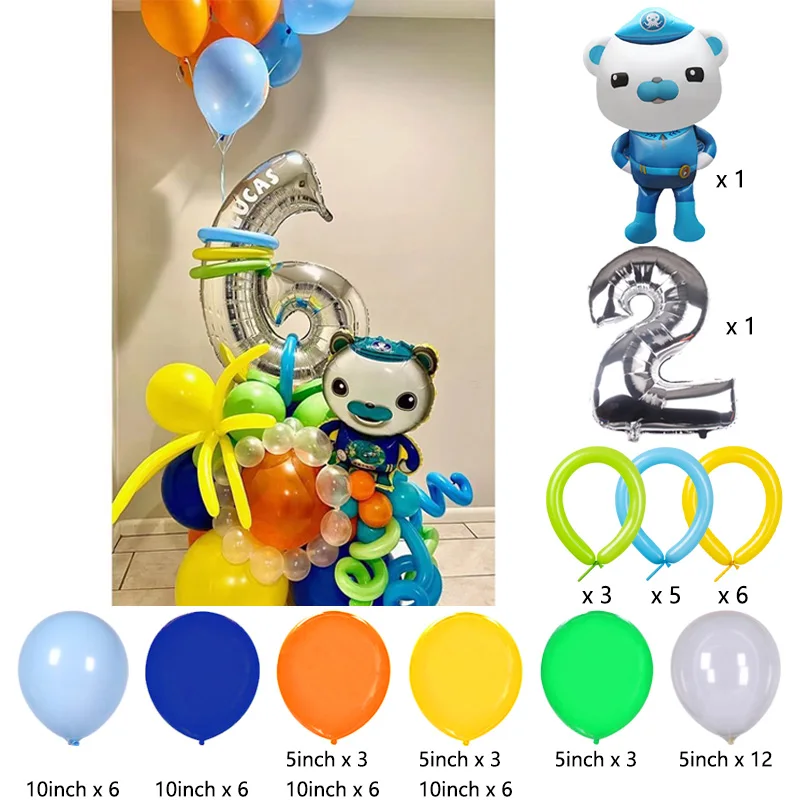 Captain Barnacles Octonauts Foil Balloon Pack Durable Leakproof Globos For Baby Welcome Ceremony And Backdrop Layout Decor - view 3