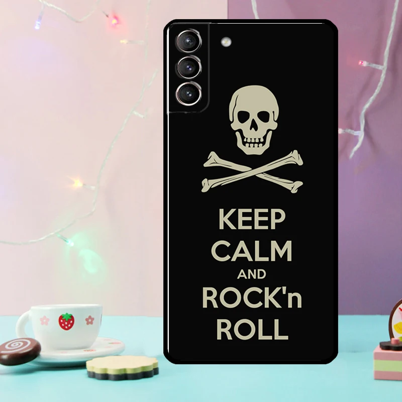 Custodia Rock Roll Skull per Samsung Galaxy S24 S21 S22 S23 Ultra Plus S20 FE S8 S9 S10 Note 10 20 Ultra Cover