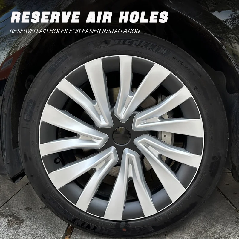 4PCS HubCap Car 18 Inch for Tesla Model 3 Highland 2024 Replacement Wheel Cap Automobile Full Rim Cover Accessories Wheel Cover