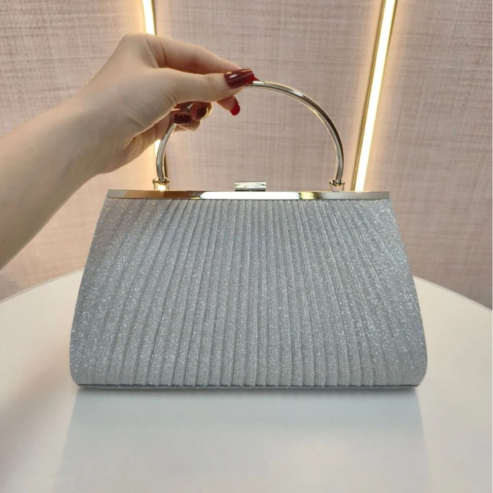 

Сумка на плечо, модная женская вечерняя сумка, элегантная блестящая банкетная сумка, плиссированная роскошная свадебная сумка-клатч для хранения