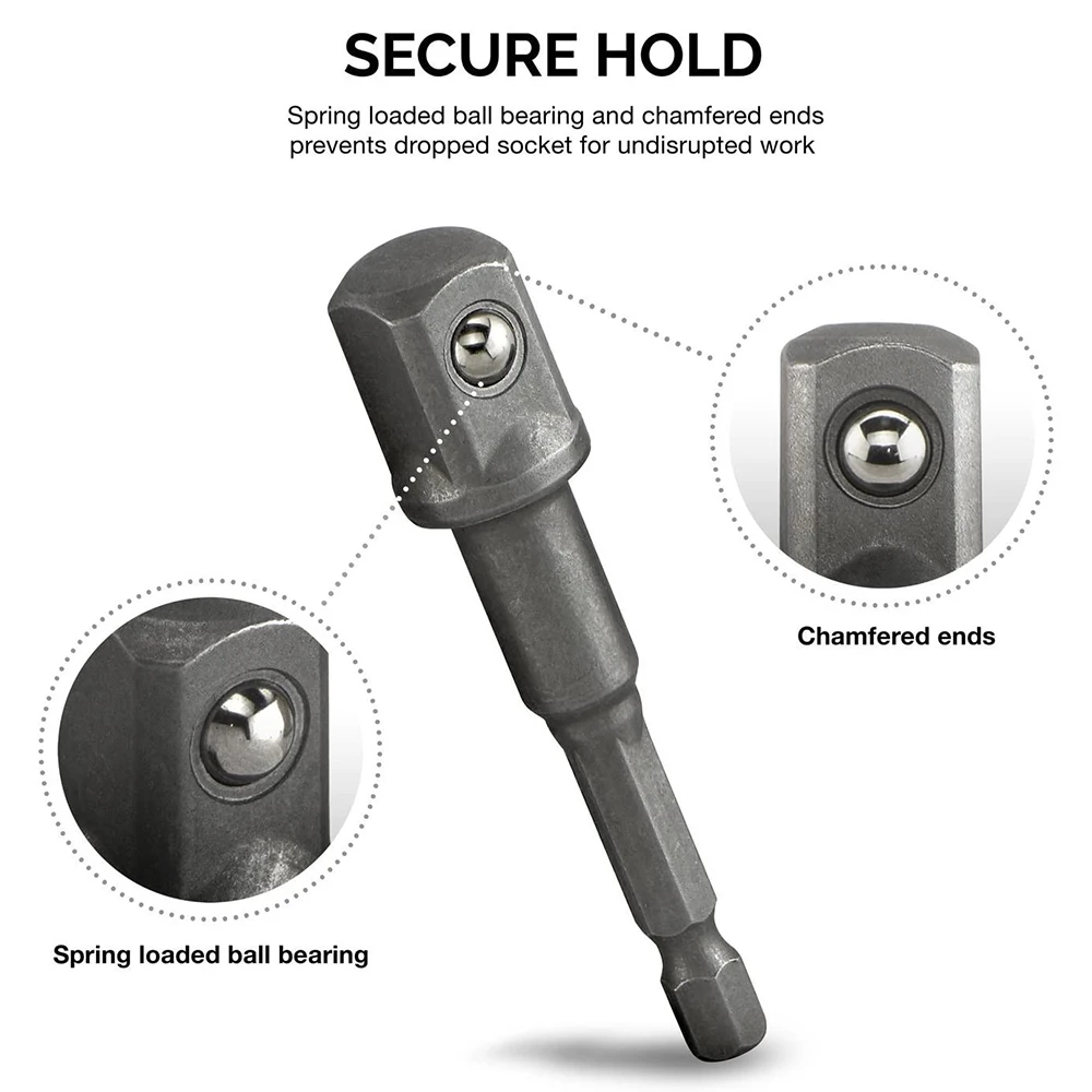 Drill Socket Adapter Kit Impact Drill Extension Bit Socket Adapter Kit 1/4\'\' 3/8\'\' 1/2\'\' Square Head 1/4\'\' Hex Shank Drill Tools