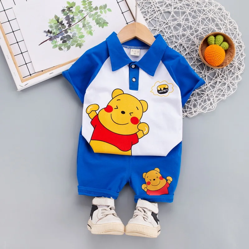 Baby Boys Cotton Clothing Sets Kids Cute Cartoon Winnie The Pooh Summer Suits T-Shirt Shorts Clothes Children 0 1 2 3 4 Years