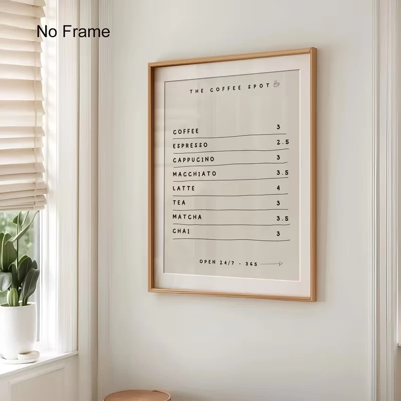 Modernes Kaffee-Menü für Frühstück, Kaffeebar, Dekoration, Wandkunst, Druck, Leinwandgemälde, Poster, Bild für Küche, Heimdekoration
