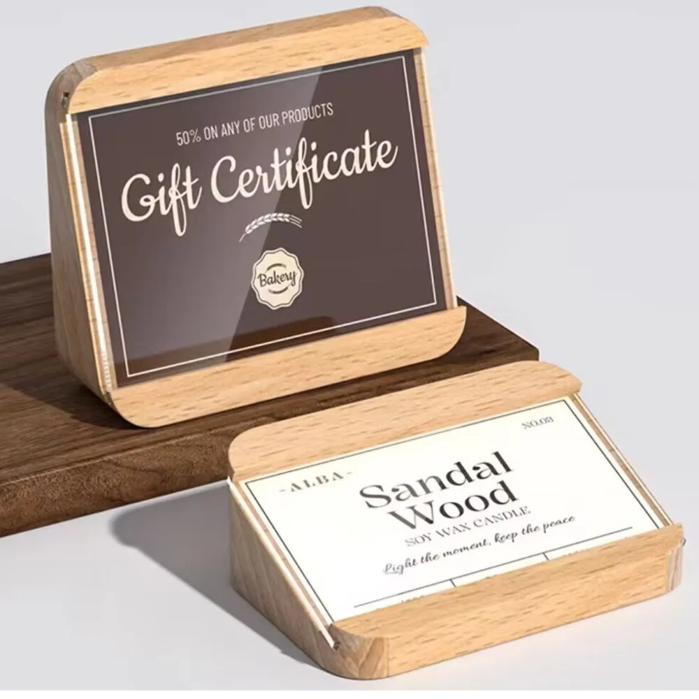 

1PCS Wood Label Price Tag Display Stand Bread Cake Dessert Shop Price Tag Menu Product Introduction Tag