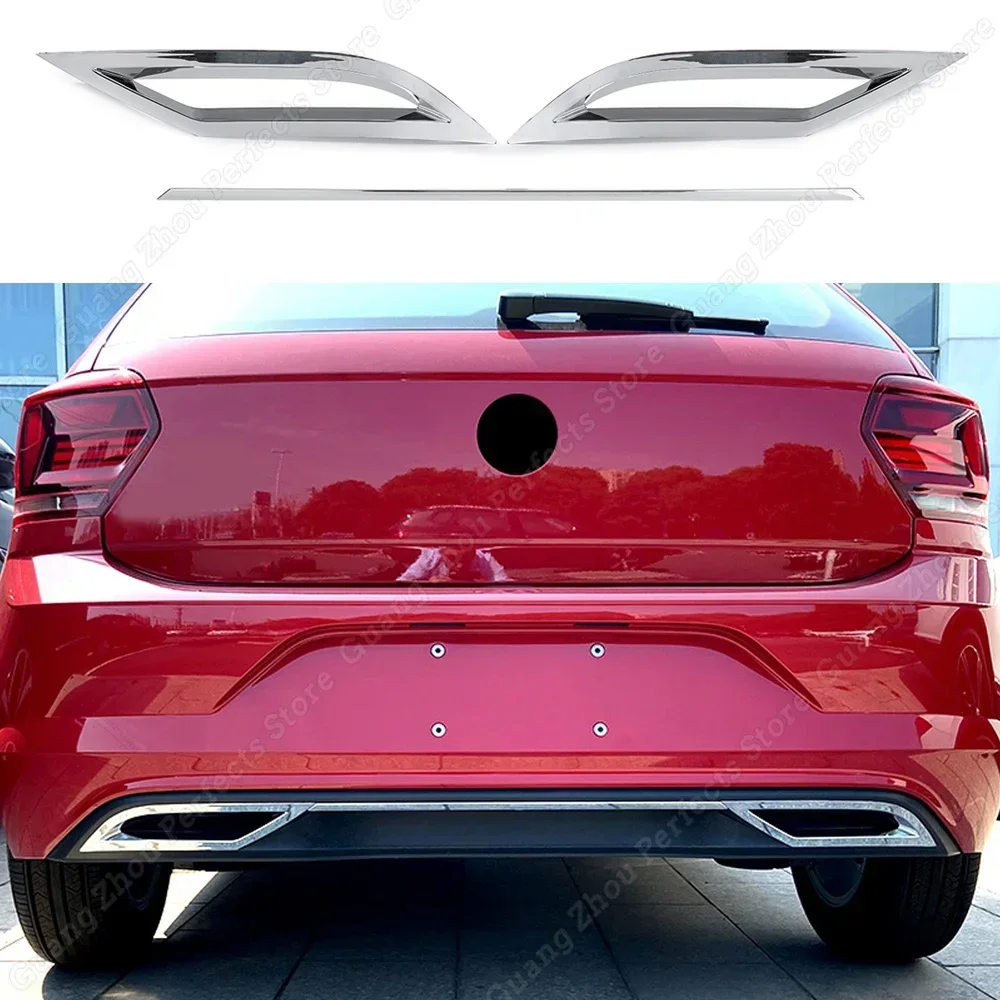 For VW Polo 6 MK6 3Pcs Rear Bumper Diffuser Lip Spoiler Air outlet Exhaust Strip Cover Trim 2017-2021 Pre-facelift Body Kit