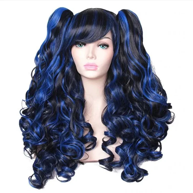 شعر مستعار نسائي صناعي طويل مجعد من Hairjoy، شعر مستعار للهالوين مع ذيل حصان W 240808