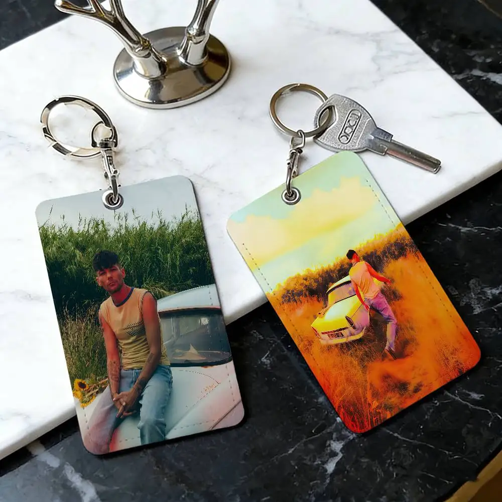 

L-Louis T-Tomlinson-ES How Did I Get Here Card Holder Men And Womenn Universal Antirust Keychain PU Learther Access Drop Key