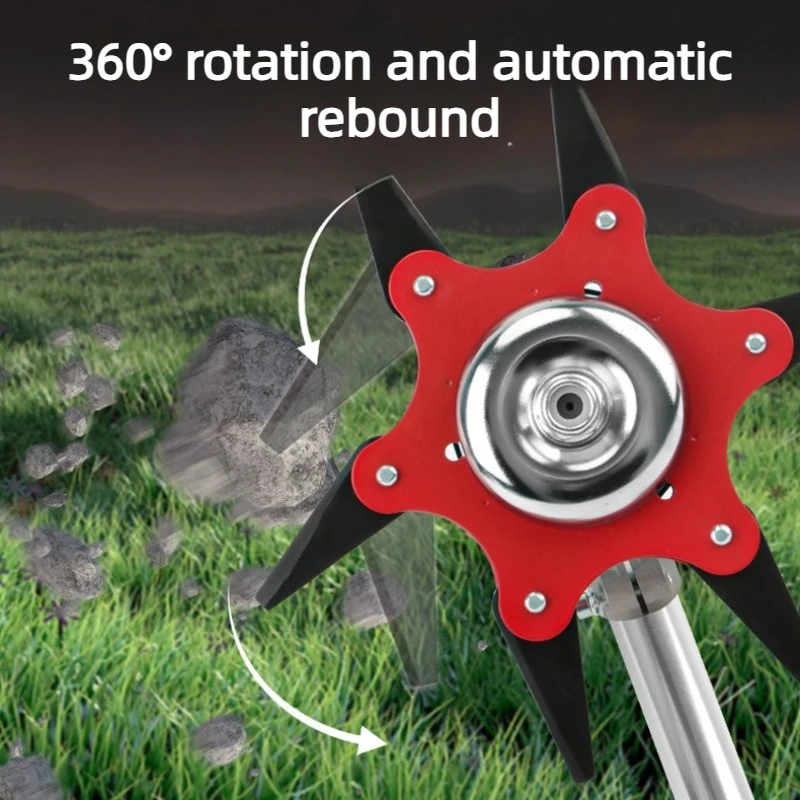 Six Leaf Lawn Mower Blade Double Edged 360° Cutting Blades Portable Alloy Steel Field Mowers Blade Electric Grass Cutter Parts