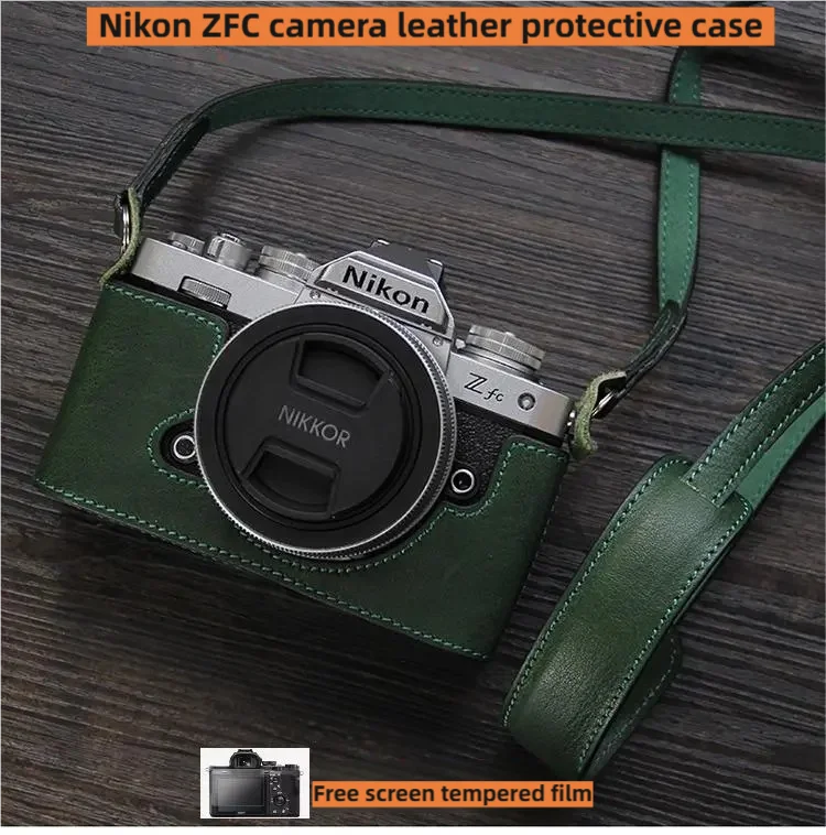 nikon-zfcに適したハンドメイドカメラレザーケース、保護ケース、カメラバッグライニングバッグ本革牛革。