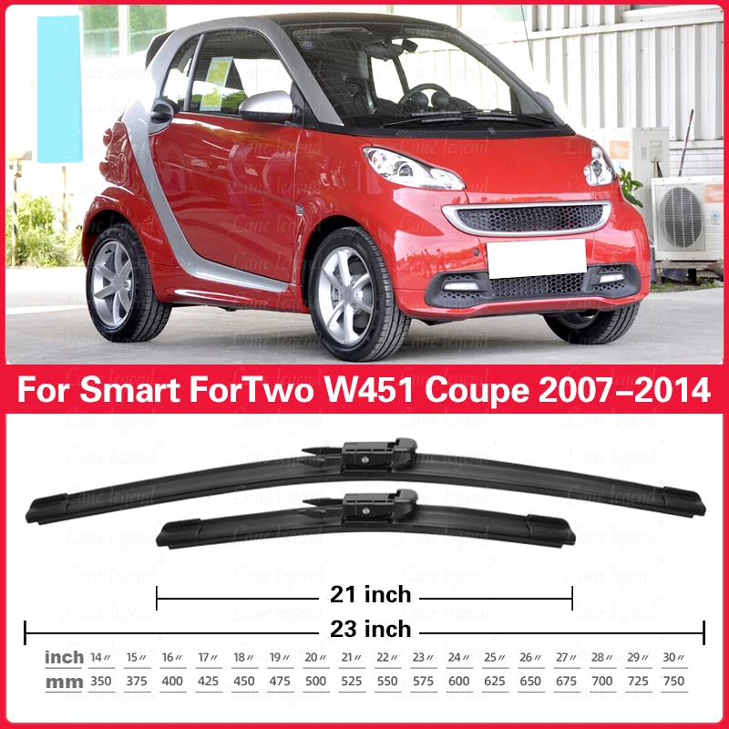 자동차 전면 후면 와이퍼 블레이드 세트, 스마트 포투 W451 쿠페 2007 - 2014 윈드 스크린 윈드 실드 윈도우 브러시, 23 인치 + 21 인치 + 10 인치