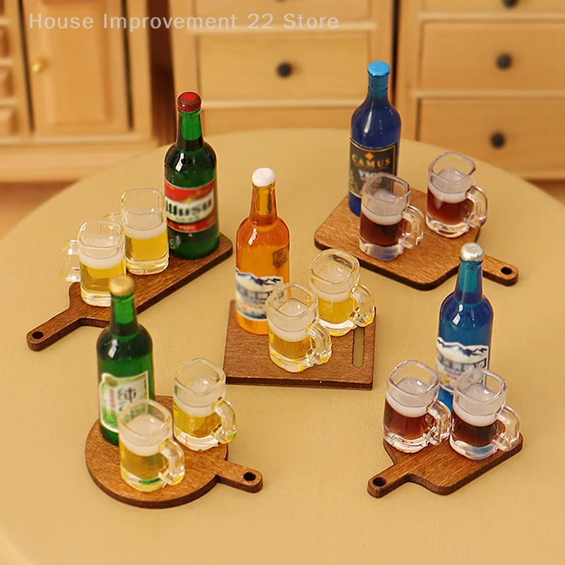 1set Cute Miniature Beer Glass Resin Small Cups Dollhouse Model Simulation Mini Beer Cup Toys Micro Landscape