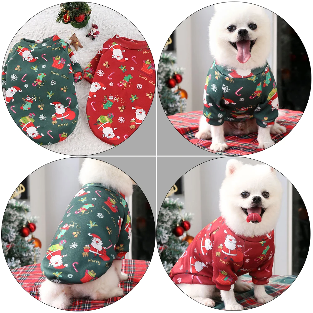 

2Pcs Premium Dog Jacket Christmas Pet Costume Cozy Pet Clothing for Holiday Parties