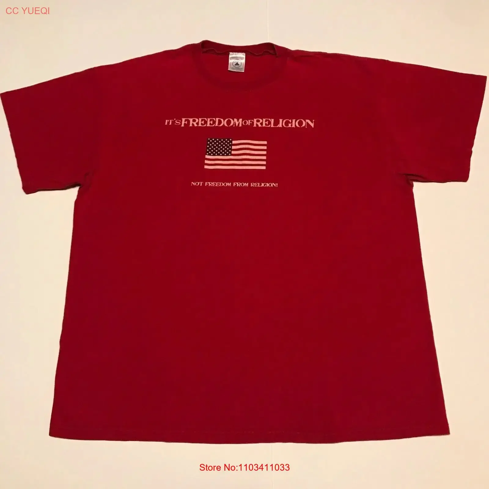 Camiseta Roja Vintage con la Primera Enmienda de la Constitución de EE. UU., Talla XXL, Lavada, para Uso Diario, Ligeramente Elástica