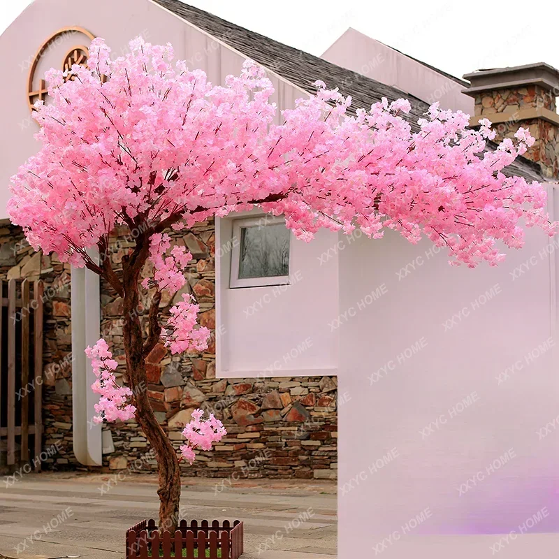 Artificial Cherry Tree Peach Tree Large Pink Fake Trees Interior hoja artificial decoracion