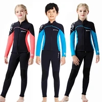 Traje de neopreno completo para niños: traje de buceo de neopreno de 2,5 mm, mantiene el calor, traje de baño profesional de dos piezas para nadar, surfear y playa