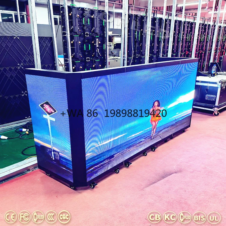 Curved LED DJ Booth Table with  Video Wall GOB Waterproof   Stand for Events & Weddings Folding