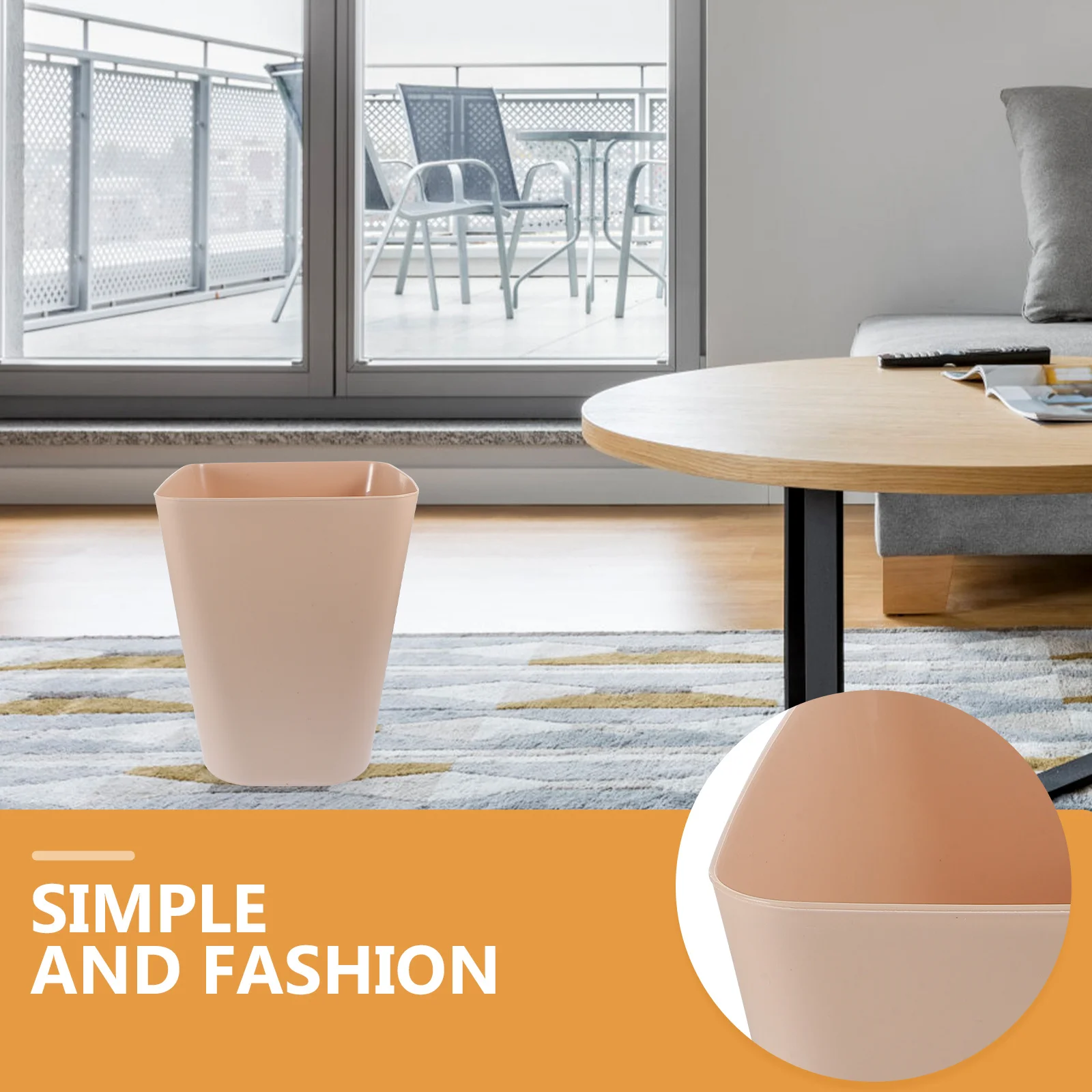 

Square Plastic Trash Can Simple Fashionable Home Office Use Waste Basket Easy to Clean Smooth Interior Gift Idea