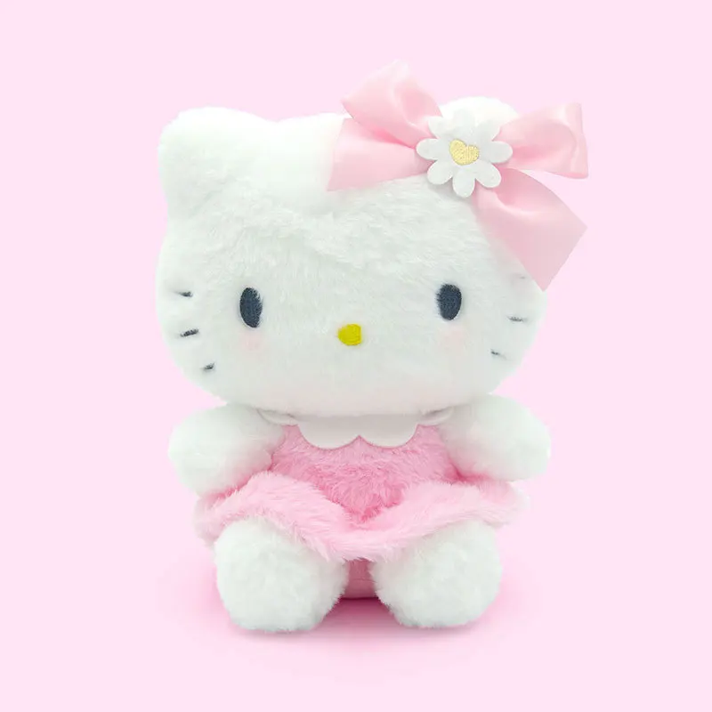 

2026 Sanrio Flower Series Hello Kitty Plush Doll Pink Bow Floral Skirt Sitting Stuffed Toy Home Decor Girls Birthday Gift