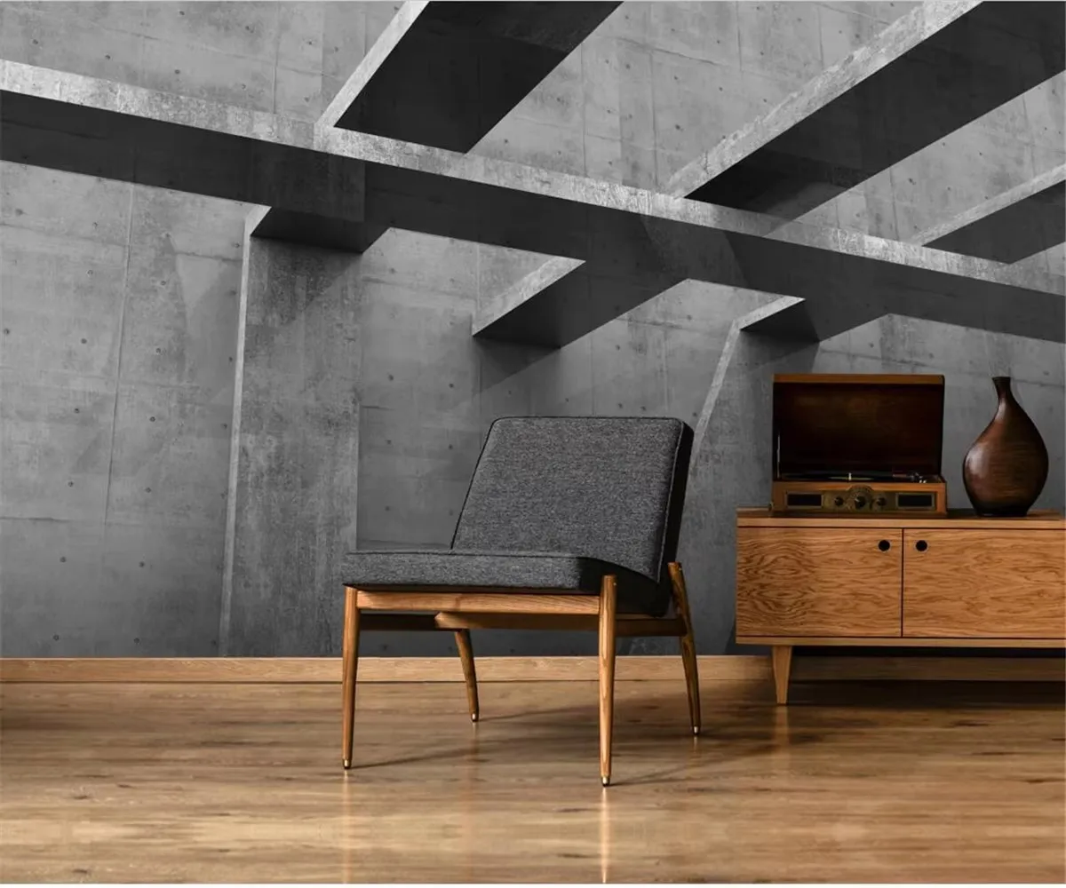 Customize any size wallpaper modern minimalist retro geometry 3D space extension cement wall mural background wall painting