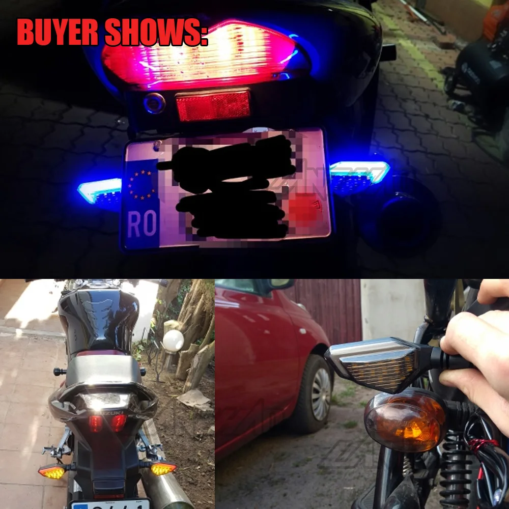 Par motocicleta led turn signal lâmpadas esquerda direita sinais de luzes diurnas indicadores pisca universal para honda kawasaki