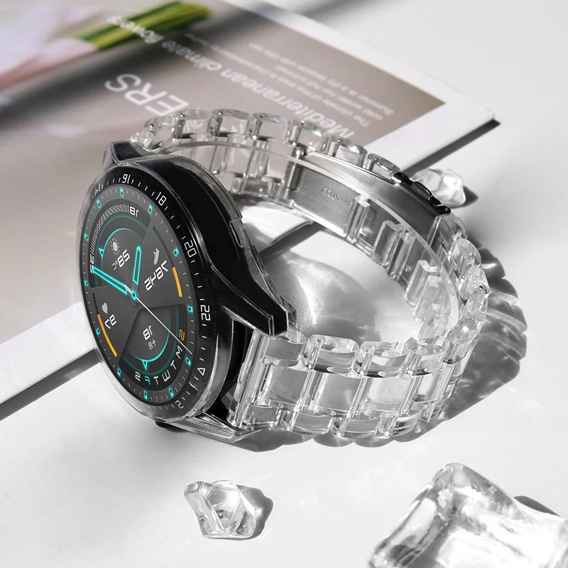Transparentes Glacier-Armband für Huawei Watch GT2-2e-2pro, klares 20mm 22mm Band für Samsung Galaxy Watch 7/FE/6/5/4/5pro/4 6 Classic
