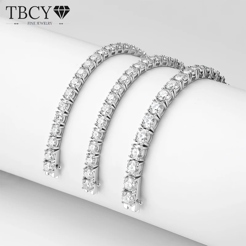 TBCYD 3/4/5/6.5MM D Color Moissanite Tennis Bracelets For Women Men S925 Silver Diamond Chain Link Bracelets Fine Jewelry Gifts