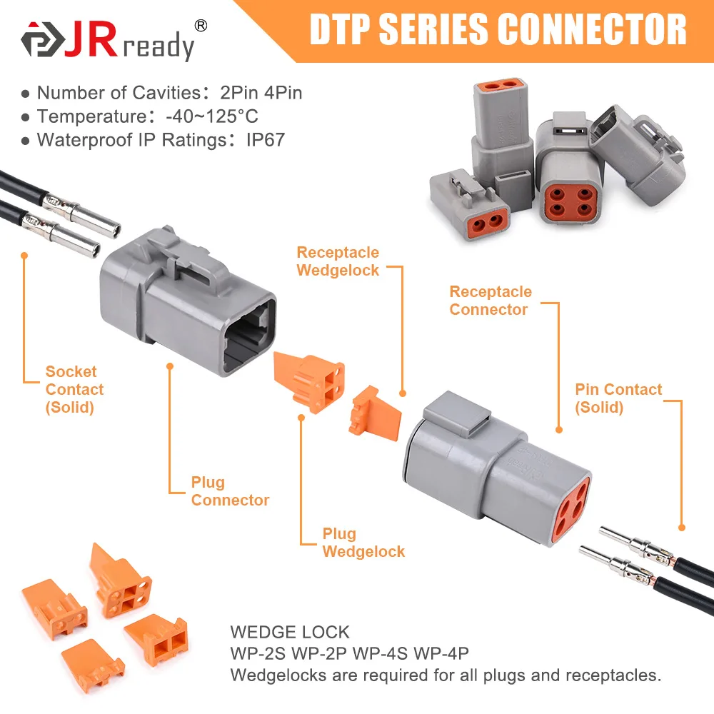 JRready DTP&DTHD Deutsch Connector Crimp Tool Kit ST6361 Contains DTP 2,4 Pin and DTHD 1 Pin Automotive Electrical Connectors