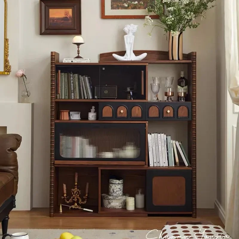 antique telescopic corner dining side cabinet storage and display in the living room, integrated locker against the wall