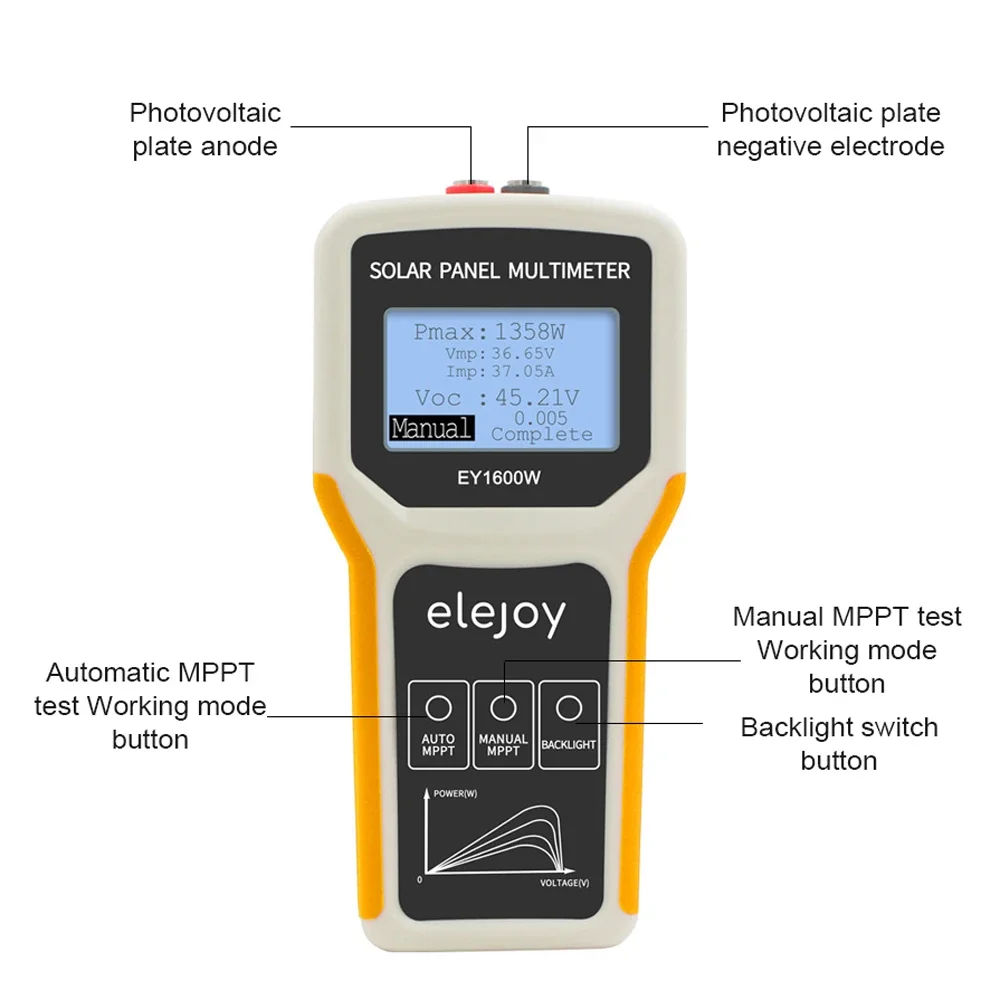 EY1600W EY800W EL400B Solar Panel Tester Photovoltaic Panel Multimeter Auto/Manual MPPT Detect Open Circuit Voltage Power Meter