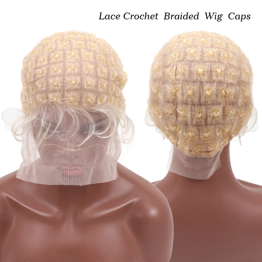 Yajukai Blonde Вязаная крючком шапочка для парика для изготовления парика с косой 113 узлов Плетеная шапочка для парика с кружевной передней частью Детские волосы Кружевная шапочка для изготовления парика