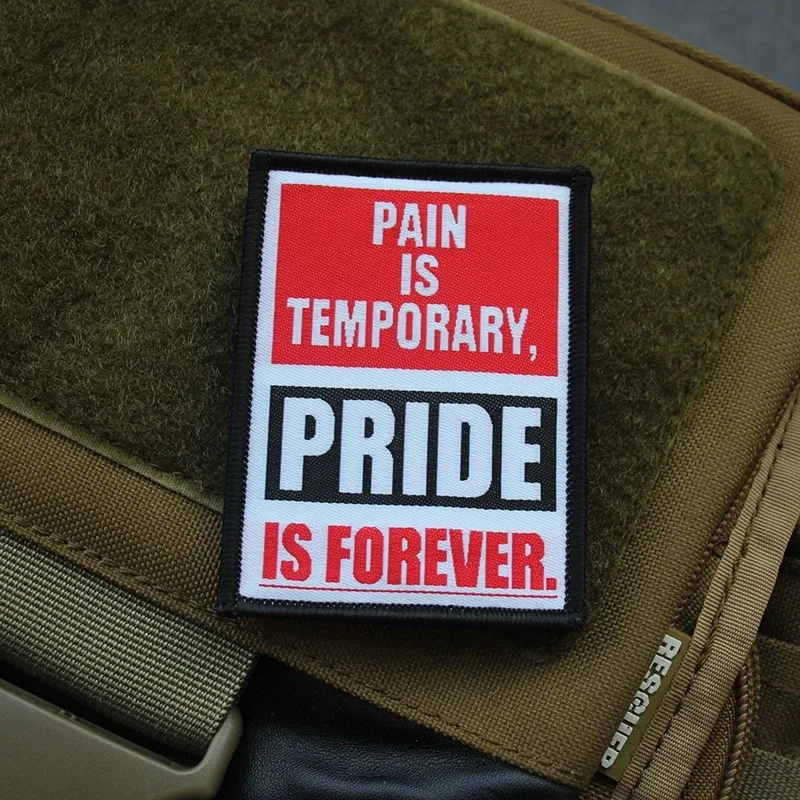 PAIN IS TEMPORARY PRIDE IS FOREVER Tactical Patch Armbands Backpack Stickers Creative Morale Badges, Clothing Military patches
