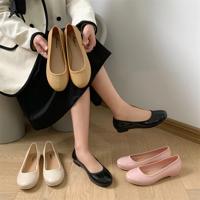 Women\'s New Summer PVC Outer Wear Sandals New Fashion Solid Color Single Shoes Casual Flat Low Top Female Sandals