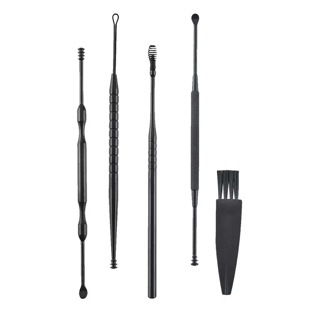 1Set Premium Stainless Steel Ear Wax Removal Tools Set Smooth Rounded Tips Anti Skid Ergonomic Handle for Safe Gentle Ear